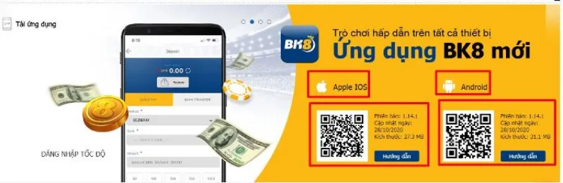 ứng dụng mobile bk8