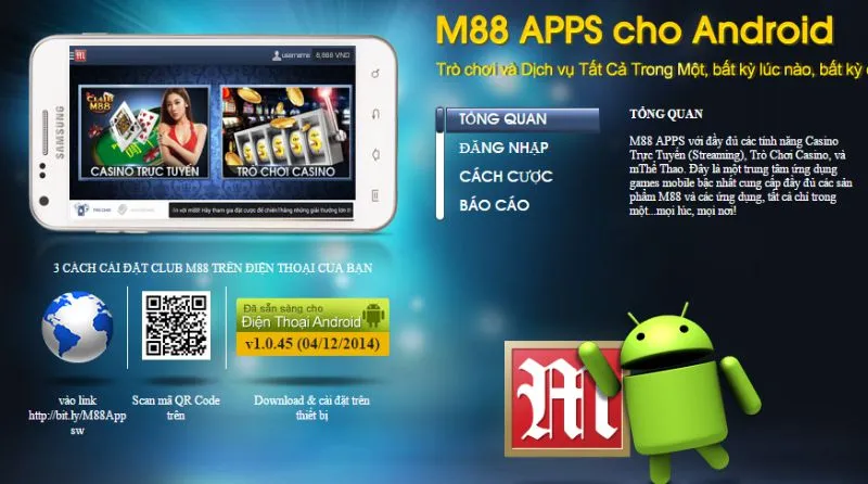 m88 mobile app cho android